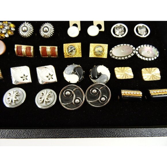 Huge Lot of Cufflinks 35 Pairs Vintage and Designer Cuff Links w Tray - Picture 4 of 5